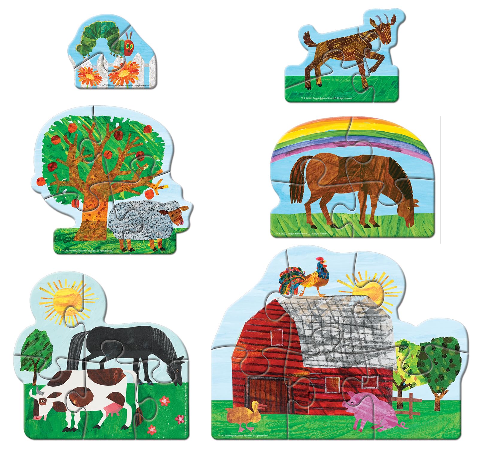 Masterpieces Eric Carle Farm Life - Juego de 6 mini rompecabezas con forma de rompecabezas, portátil, resolución de problemas, a partir de 6 años