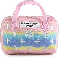 Vista 24 de Haute Diggity Dog Black Checker Chewy Vuiton Bone, Juguetes de Peluche de Diseñador para Perros con Chirriador Interactivo, Estimulante