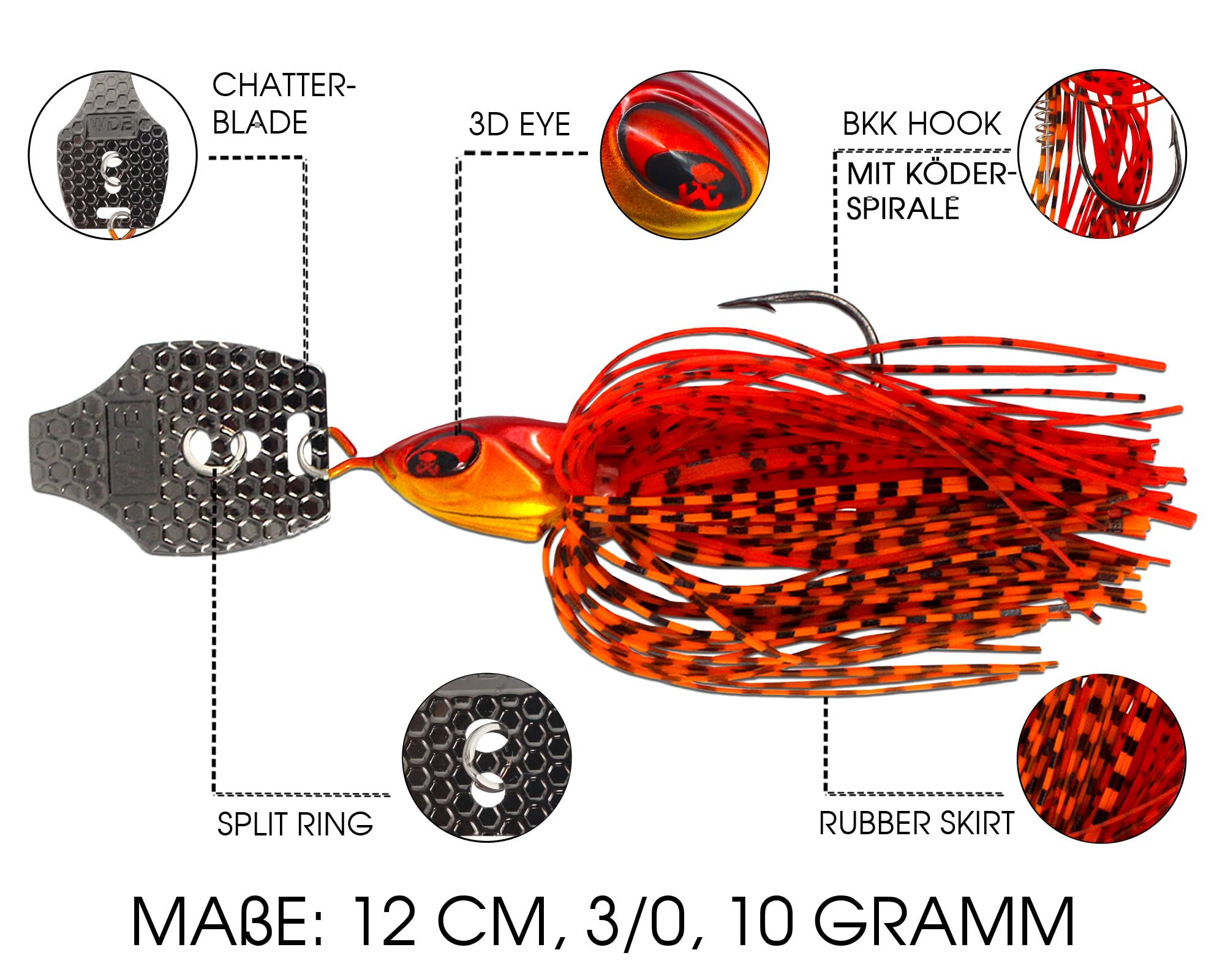 Angel-Berger Wild Devil Baits Blade Jig Chatterbait - Esca artificiale per pesce persico, luccio, lucioperca
