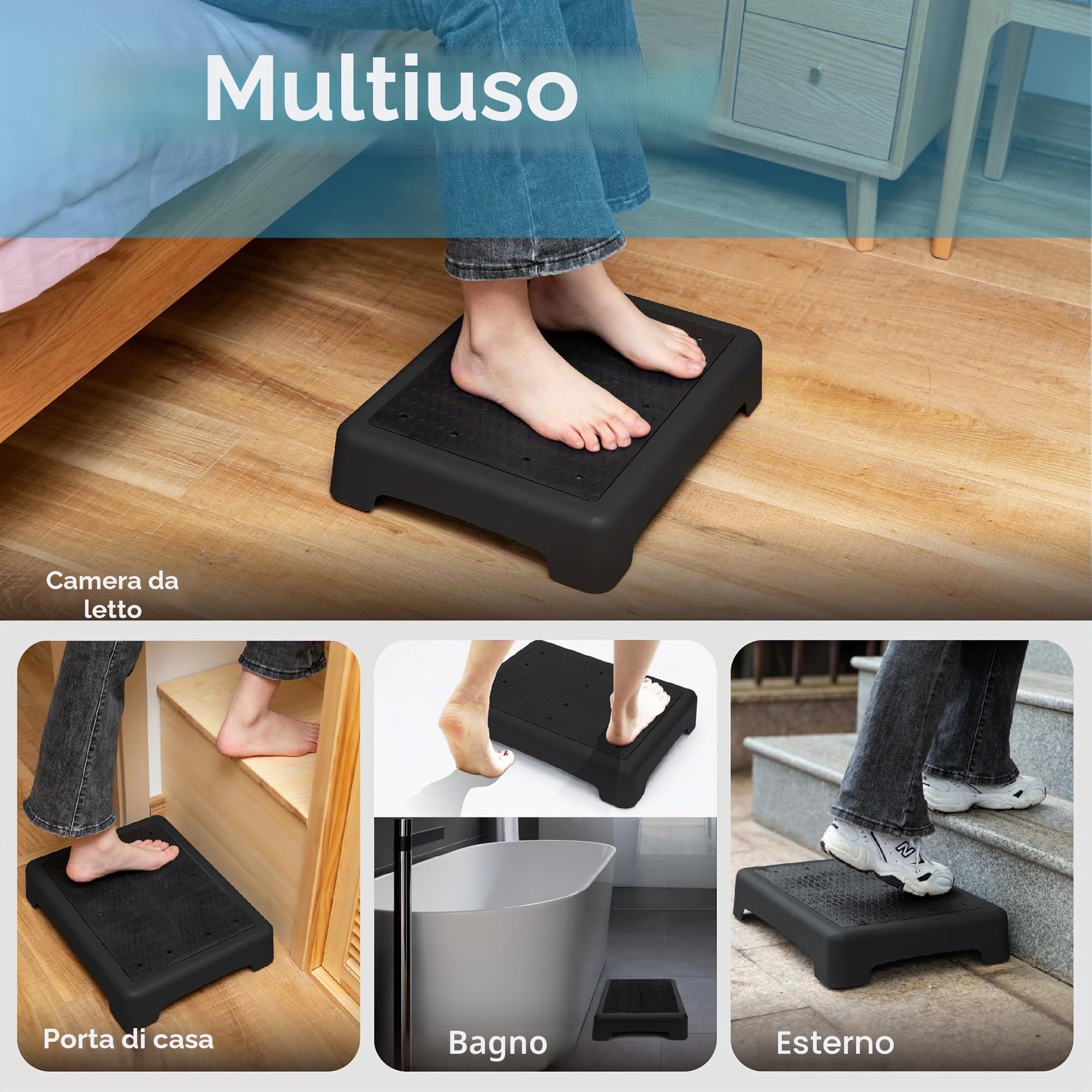 StrongTek Sgabello Half Step per Adulti e Anziani, Step Mobilità Plastica, Sgabello ergonomico da ufficio, altezza 3", antiscivolo, compatto e leggero, capacità 350 lbs