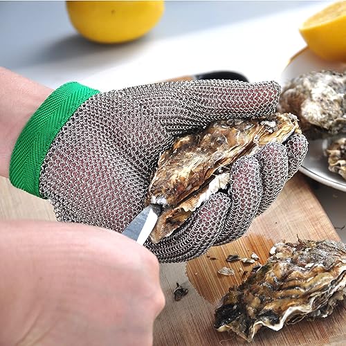 Miniatura 4 de Dowellife Guante de Malla Metálica, Resistente a Cortes de Grado Alimentario, Malla de Acero Inoxidable, Guante Metálico para Cuchillo para