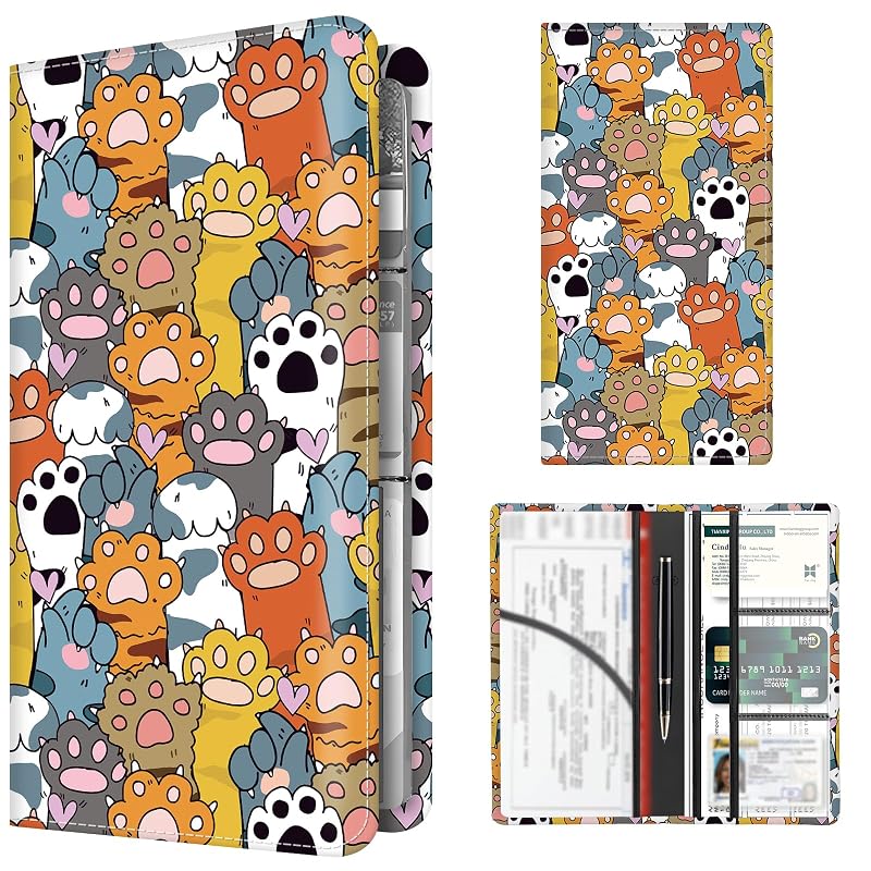 Organizador de Documentos Automotivos para Porta-Luvas em Couro Sintético PU com Fechamento Magnético Colorful Paws BAUCIWLD