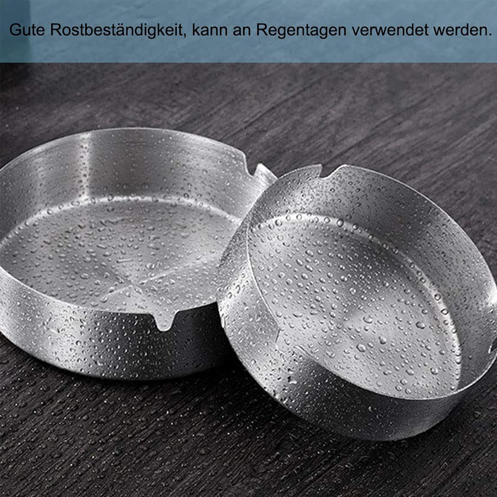 Posacenere Moderno in Acciaio Inox, 16 Pezzi Rotondi 8cm/3,1in da Tavolo e Balcone, Circolare per Interni ed Esterni