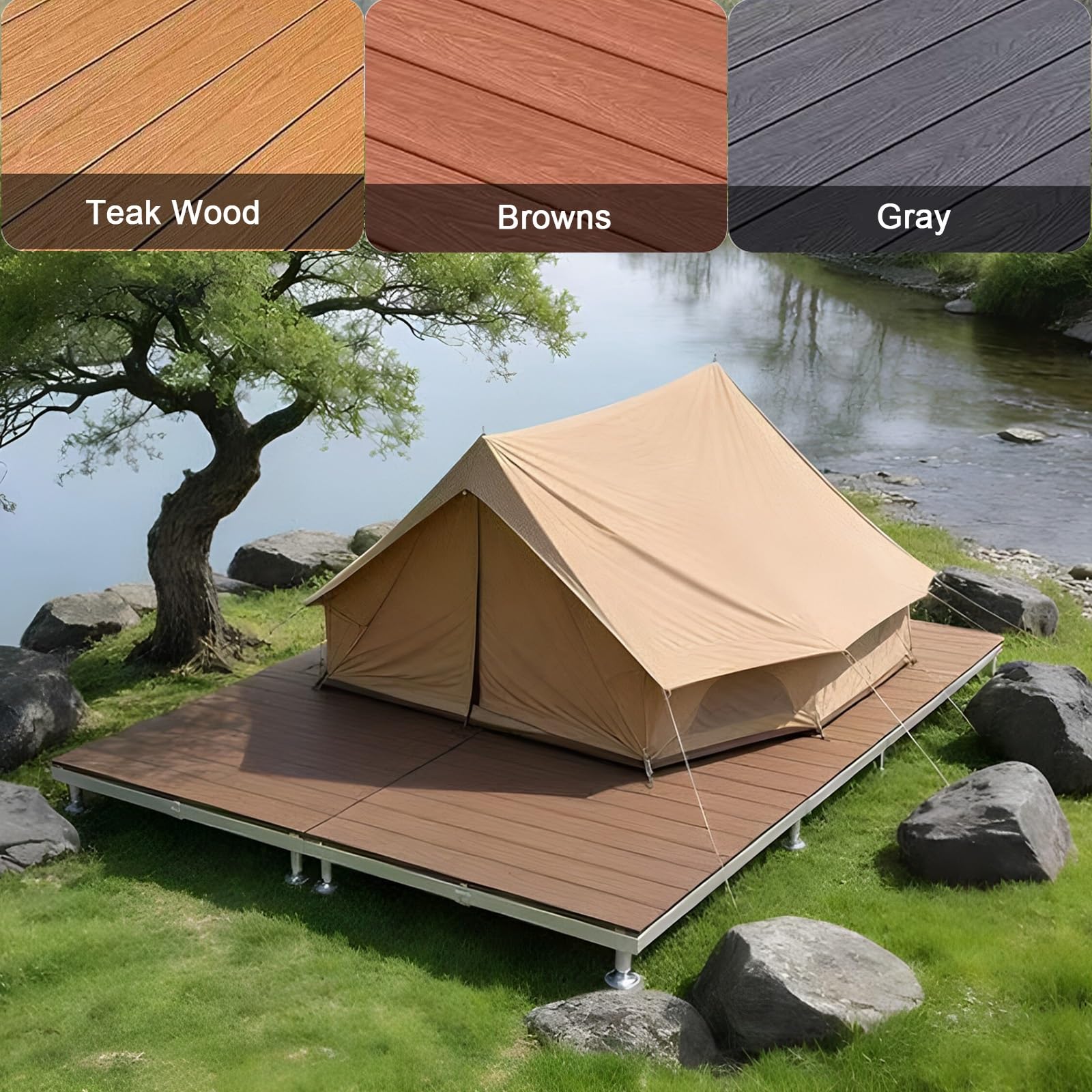 Plataforma Elevada For Exteriores Antideslizante, Baldosas For Terrazas Elevadas For Exteriores con Marco De Metal, Enclavamiento, For Patio, Patio, Camping(Gray)