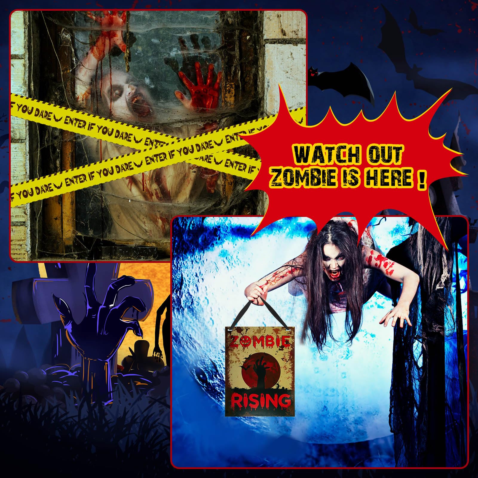 Zombie Quarantäne Holzschild - Lustige Wanddekoration 15x28 Cm