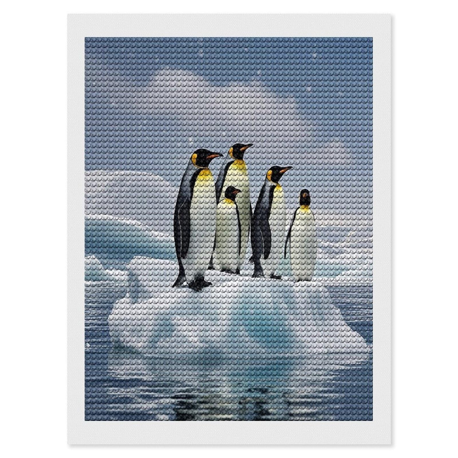 FekiLoot Diamond Art Kits for Adults, DIY 5D Penguins On The Iceberg Diamond Painting Kits for Beginners, Full Round Drill Diamond Dots Painting Gem Art Crafts for Home Wall Decor & Gift 12"x16"