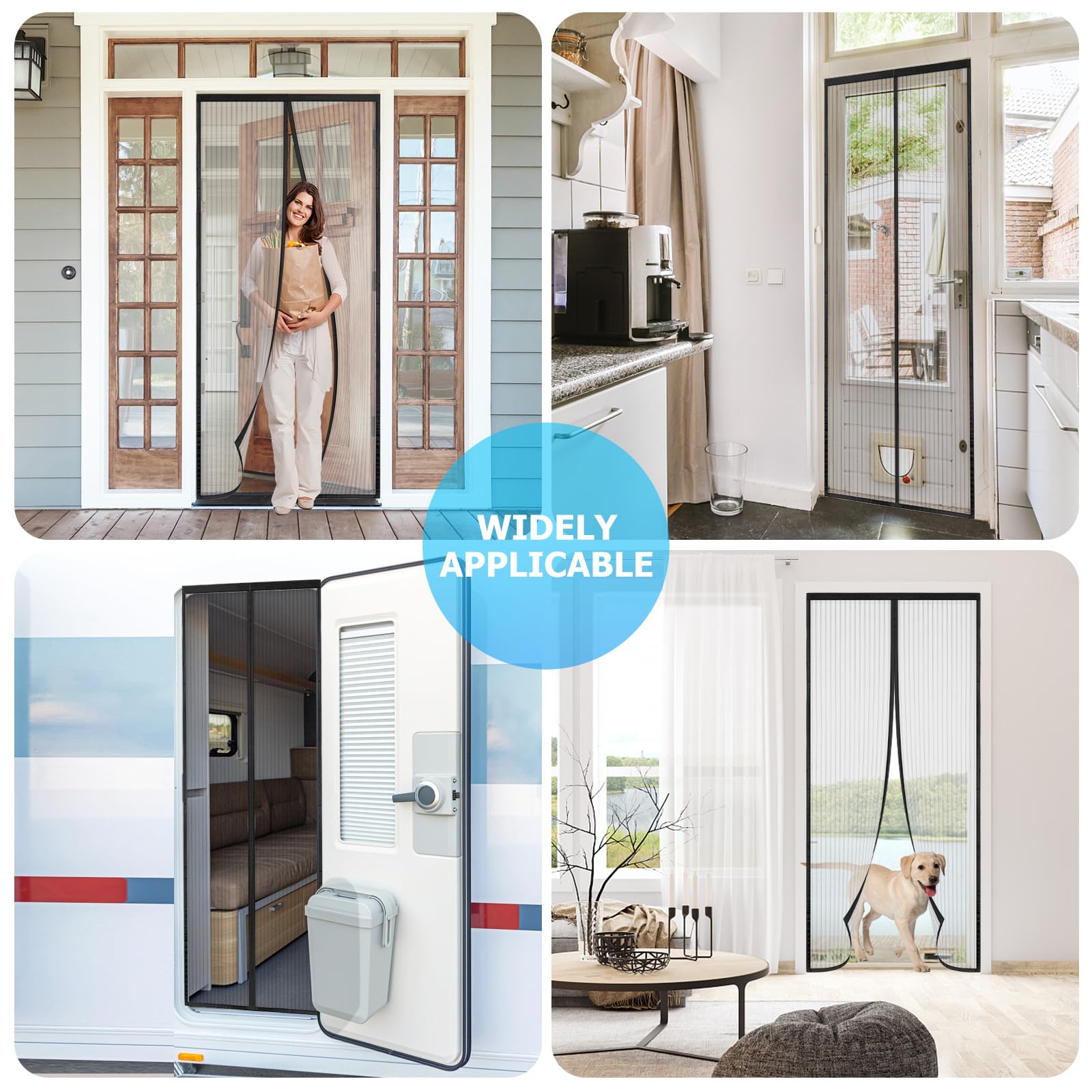 ESMAYULO Zanzariera Magnetica 110x240 cm, Facile da Installare, Senza Bisogno di Attrezzi, Adatto ai Bambini e Agli Animali Domestici. Nero