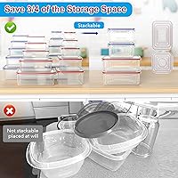 Vista 7 de Recipientes grandes de almacenamiento de alimentos de 52 piezas con tapas herméticas, materiales saludables, contenedores de plástico reutilizables