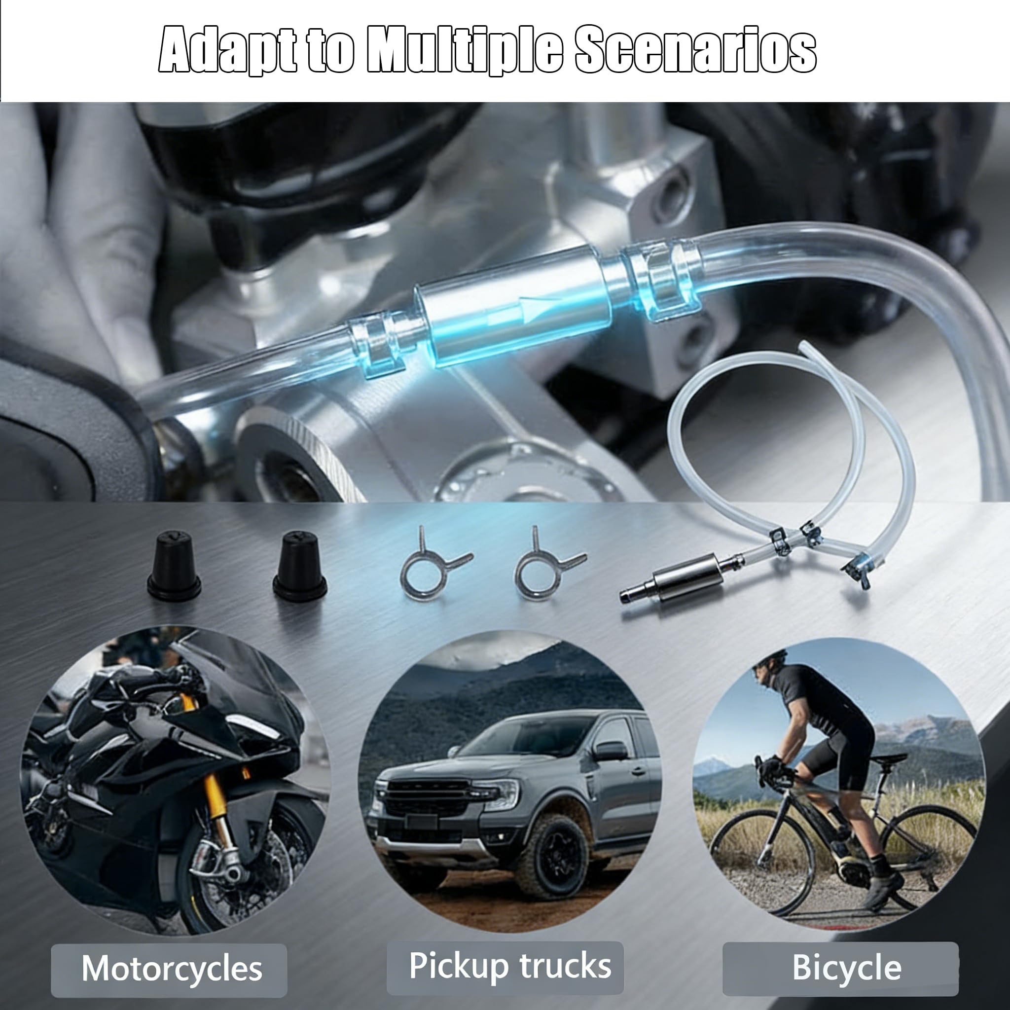 Brake Bleeder Kit Hose One Way Check Valve Bleed Tool Car Motorcycle