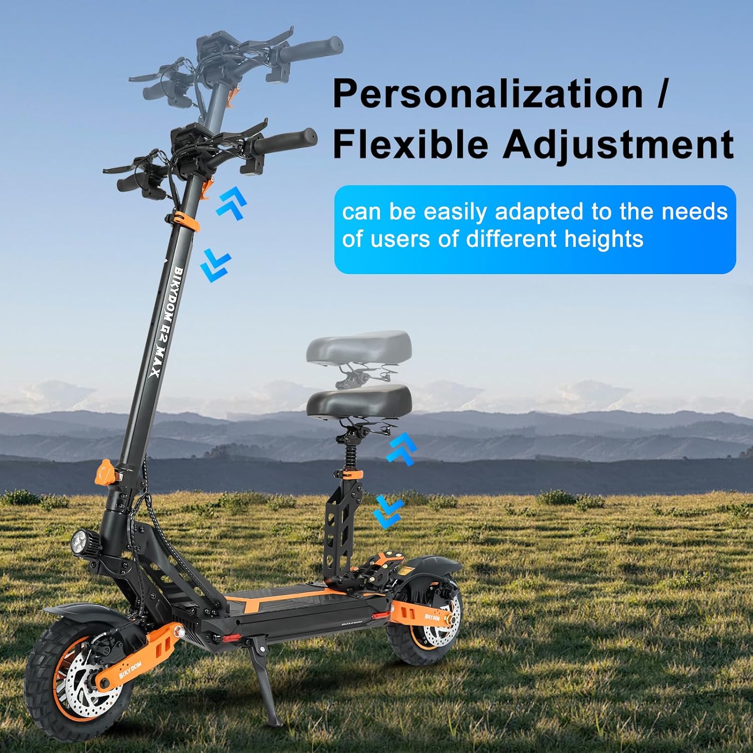 Electric Scooter Adults 1600/4000/6000W Motor 50 Miles Long Range & 40/45/50 MPH Top Speed 10" Off Road Tire Folding E-Scooter 60V/48V 20.8AH Battery Kick Scooter with Detachable Seat for Commuter