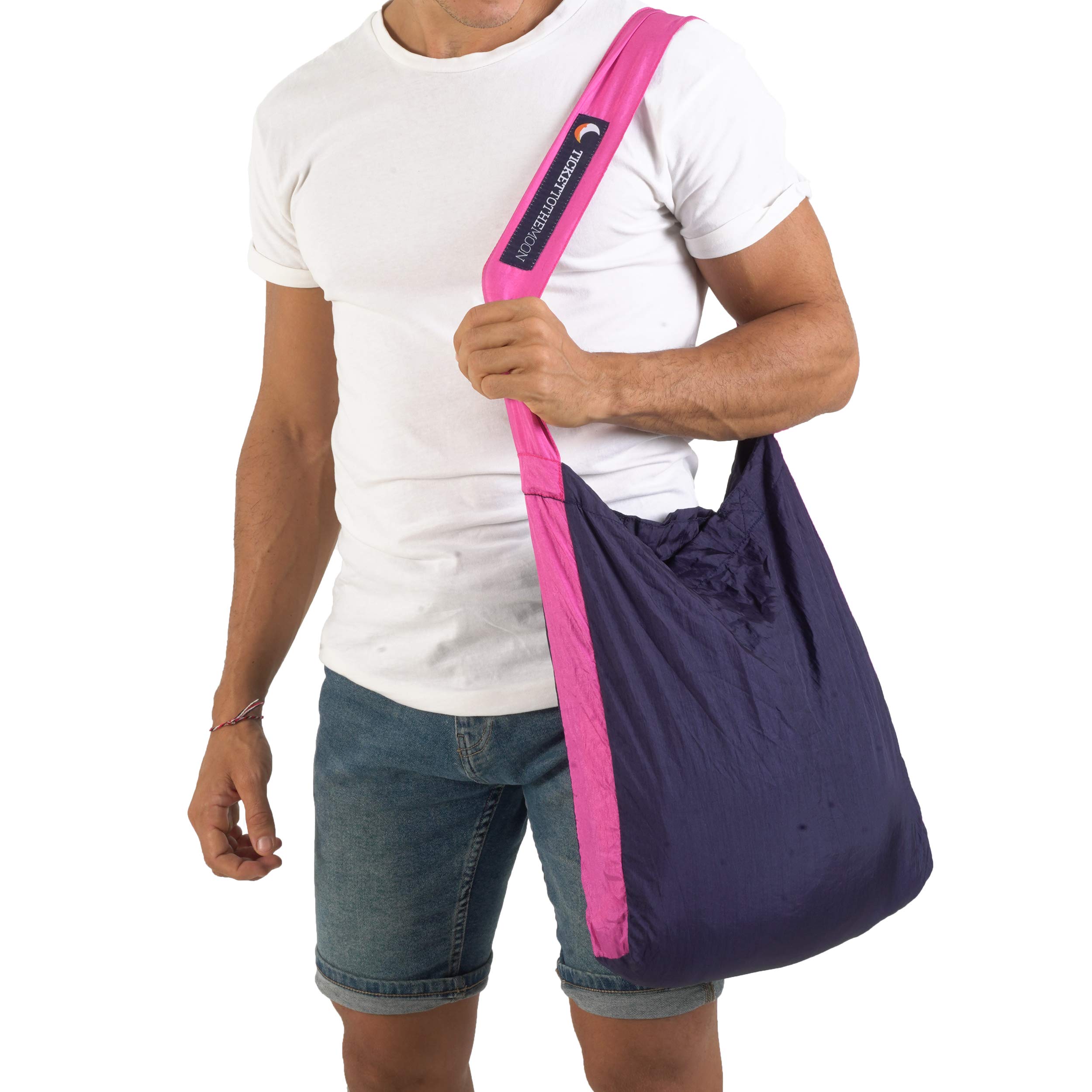 Ticket to the Moon 10, 20, & 40L Eco-Friendly Bag - Fair Trade and Handcrafted Parachute Silk Nylon Upcycling Eco Market Bag