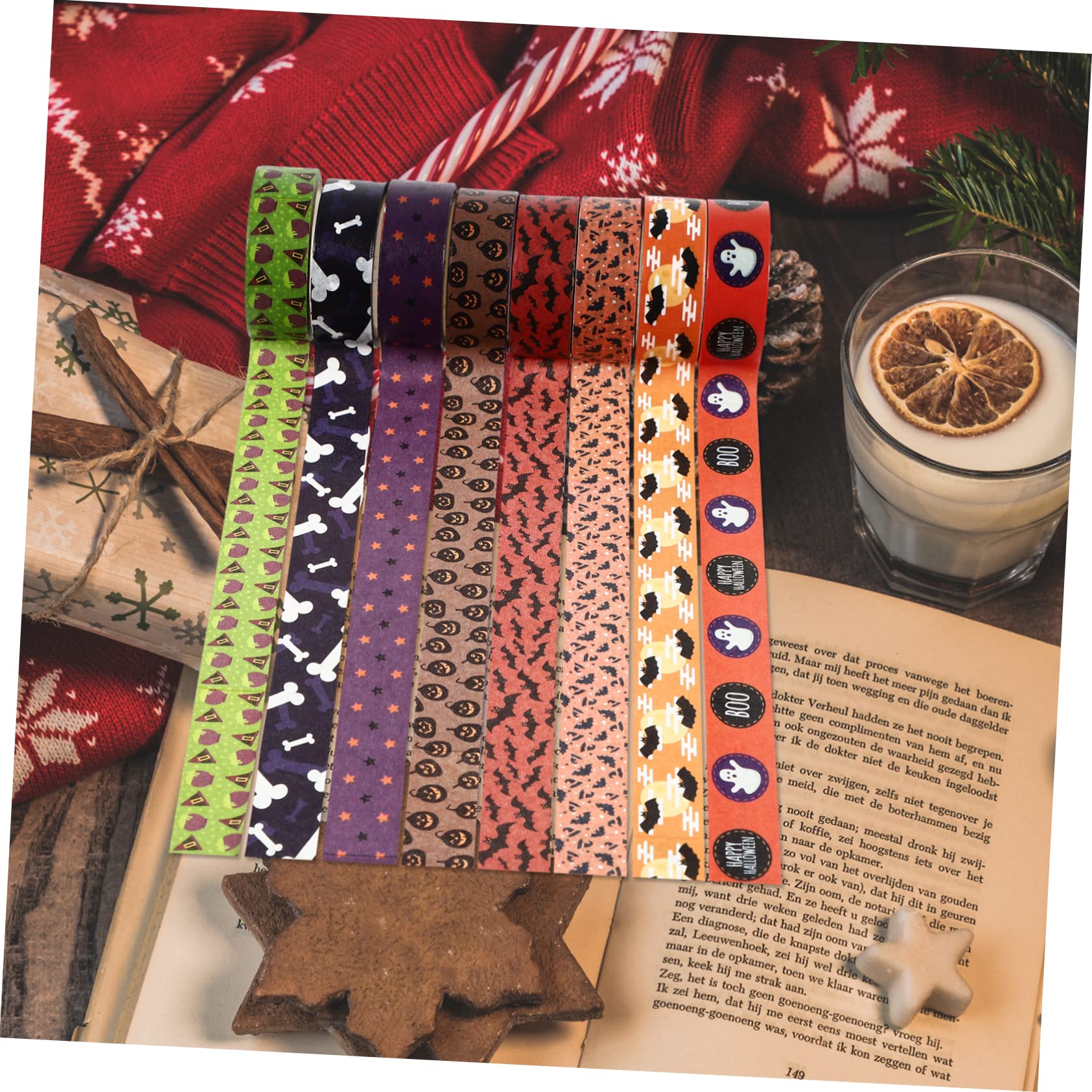 NUOBESTY 56rollos Cintas Decorativas Washi De Halloween De Adhesivas Para Manualidades y Decoración Estilo Aleatorio Elementos Temáticos Para Fiestas y Scrapbooking
