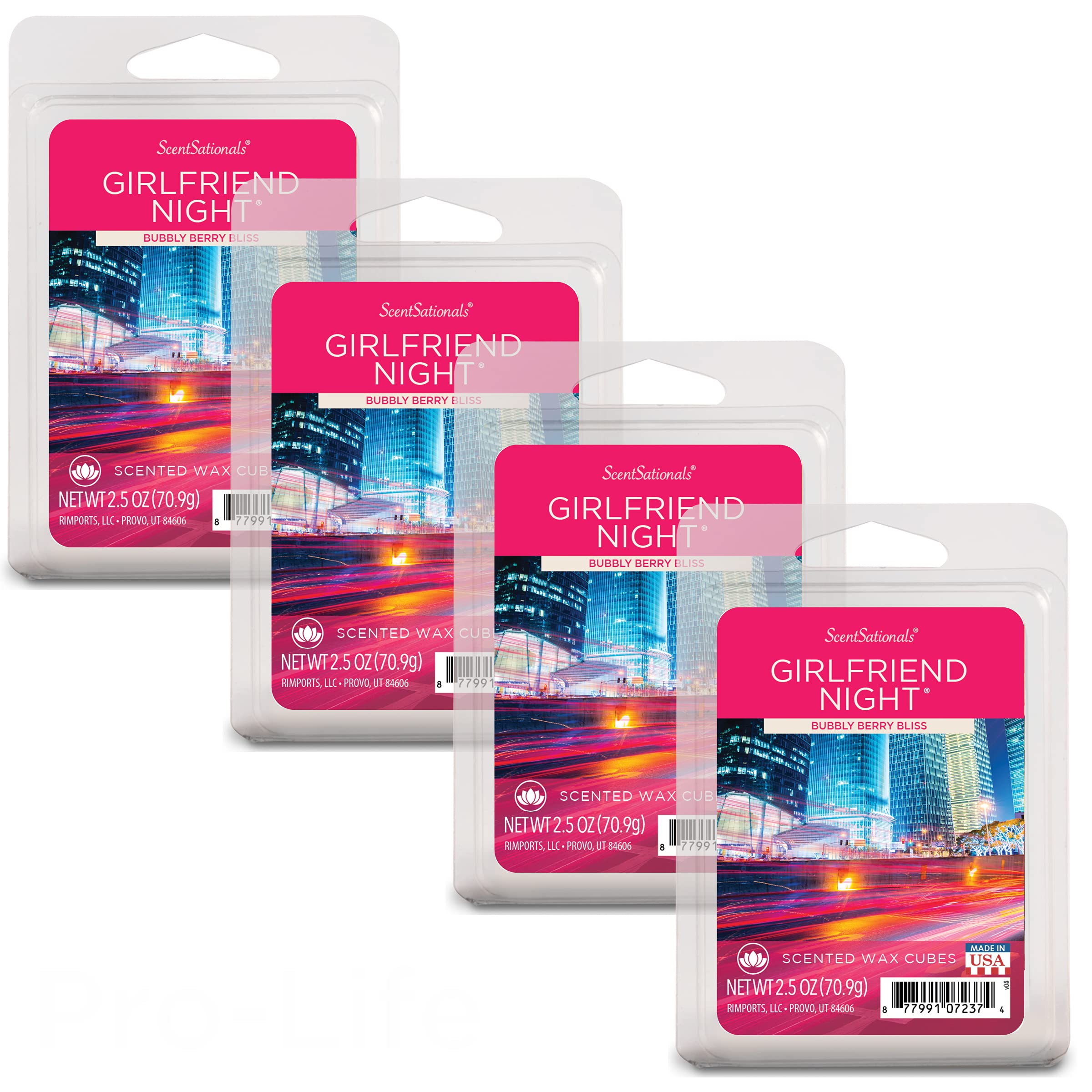 ScentsationalsGirlfriend Night 2.5 oz Scented Fragrant Wax Melts-4 Pack, Pink, 001-40357-4PK