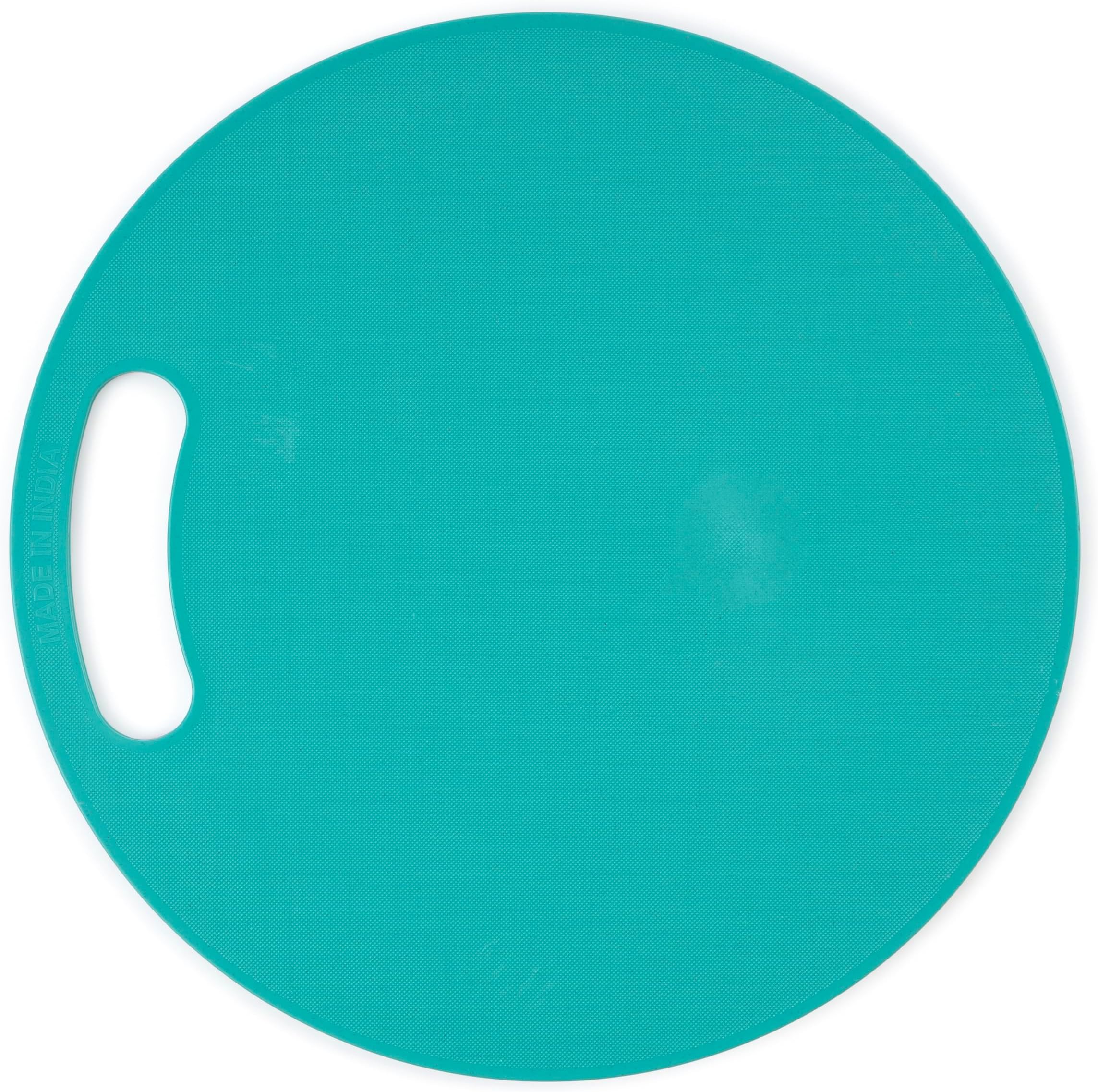 HomeWiz Plastic Cutting Chopping Board with Handle for Vegetable, Fruits, Cheese, Premium-Grade Plastic, 100% Food Safe, BPA-Free, Dishwasher Safe, Microwave Safe, Anti Bacterial Teal Green Round