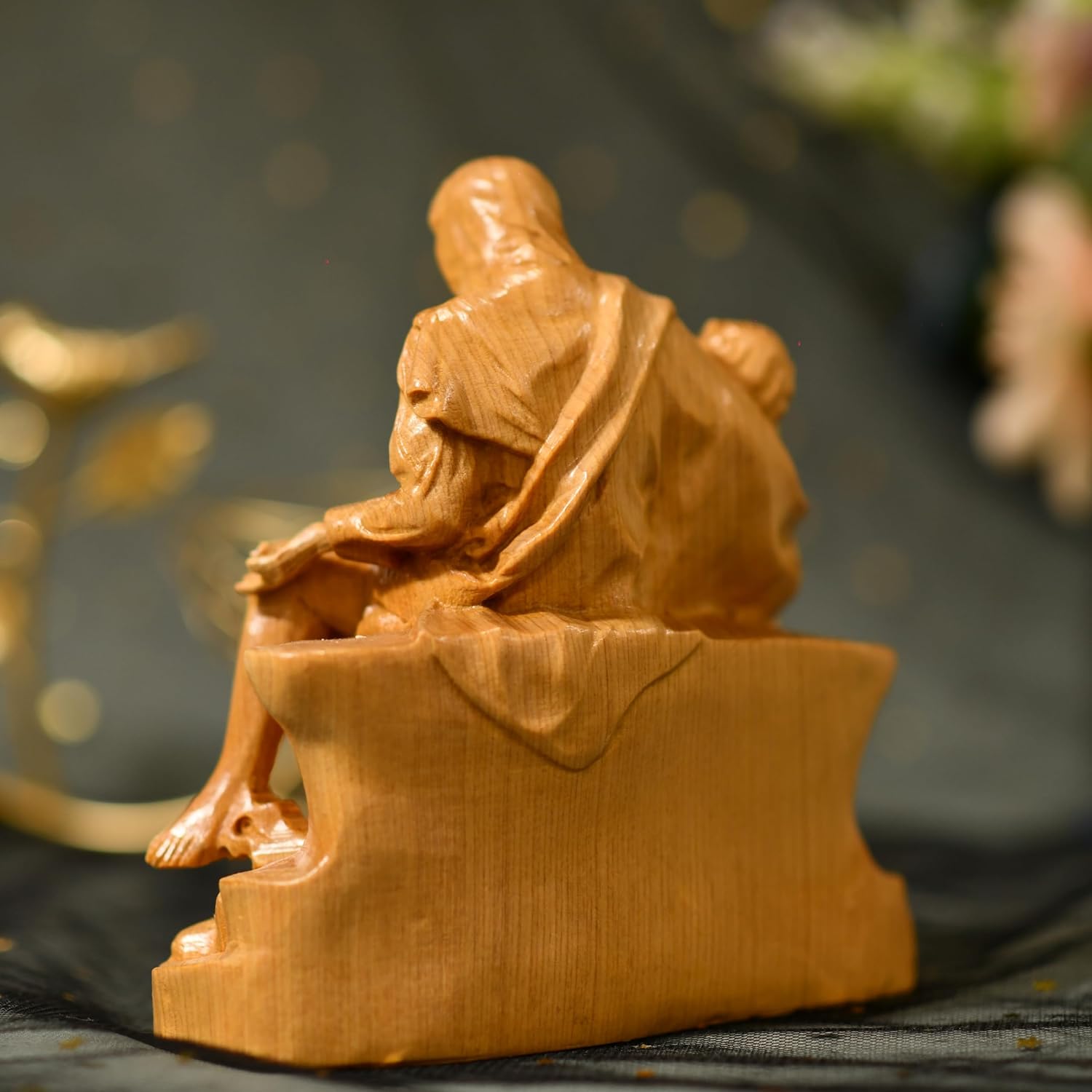 La Pieta by Michelangelo Wooden Statue Madonna Jesus Statue Sculpture Holy Figurine Religious Decoration Wooden Catholic Statue