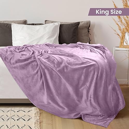 Miniatura 2 de Utopia Bedding Manta de forro polar, tamaño King, color lila, de 10.58 ozm, de lujo, mullida, suave, antiestática, de microfibra (90 x 102 pulgadas)