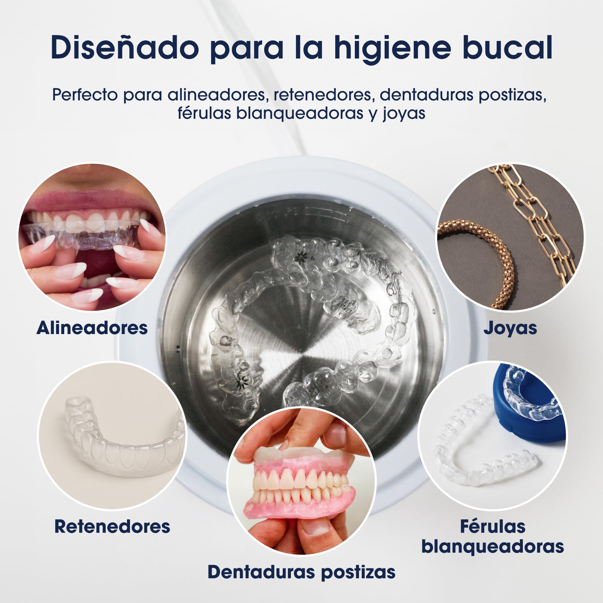 ZENT SoniQWave Limpiador Ultrasonidos Dental 200 ml 36-41 kHz 78 x 98 mm - Ultrasonidos Limpieza de Férula Dental, Joyería y Relojes - Tecnología FullWave & Acero Inox SUS304
