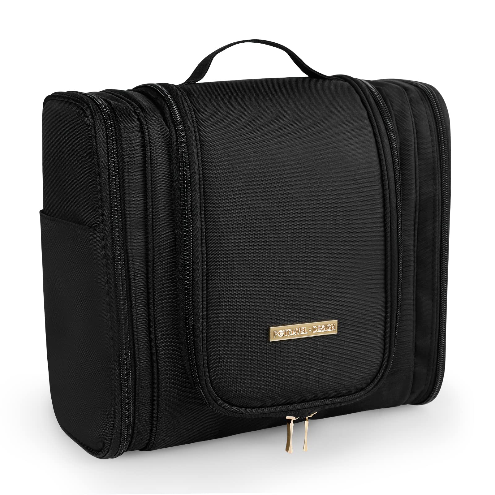 Dizdvizd Bolsas de Aseo para Mujeres, Grande Neceser de Viaje con Colgar Gancho, Impermeable Organizador de Cosméticos -Negro