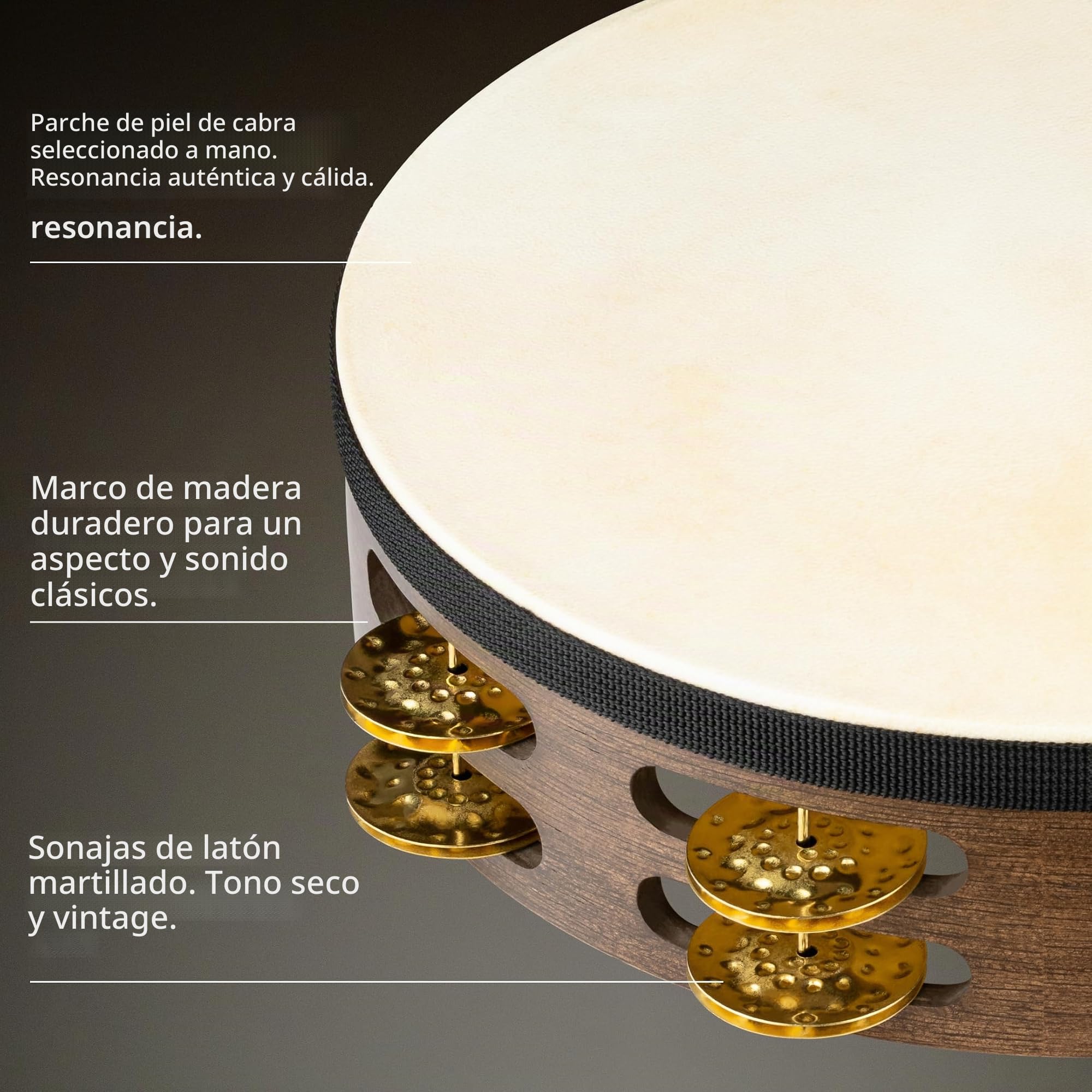 Meinl TAH2V-WB - Pandereta con parche, Latón martillado