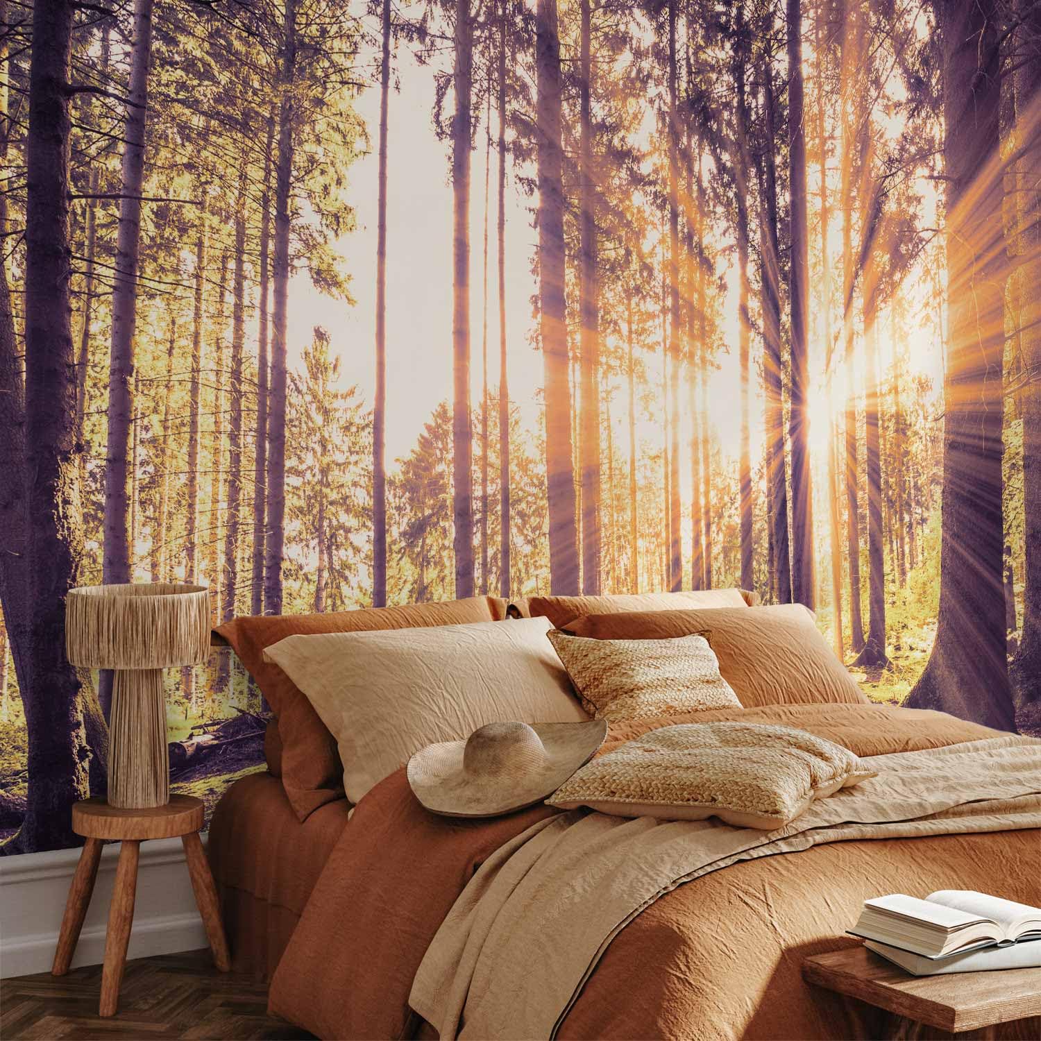 Carta Da Parati Foresta Nebbia - Fotomurale In TNT 350x256 Cm, Design Scandinavo