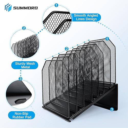 Miniatura 4 de Organizador de archivos inclinado para escritorio, carpeta de archivos vertical de 7 secciones, organizador de escritorio de oficina, estante de