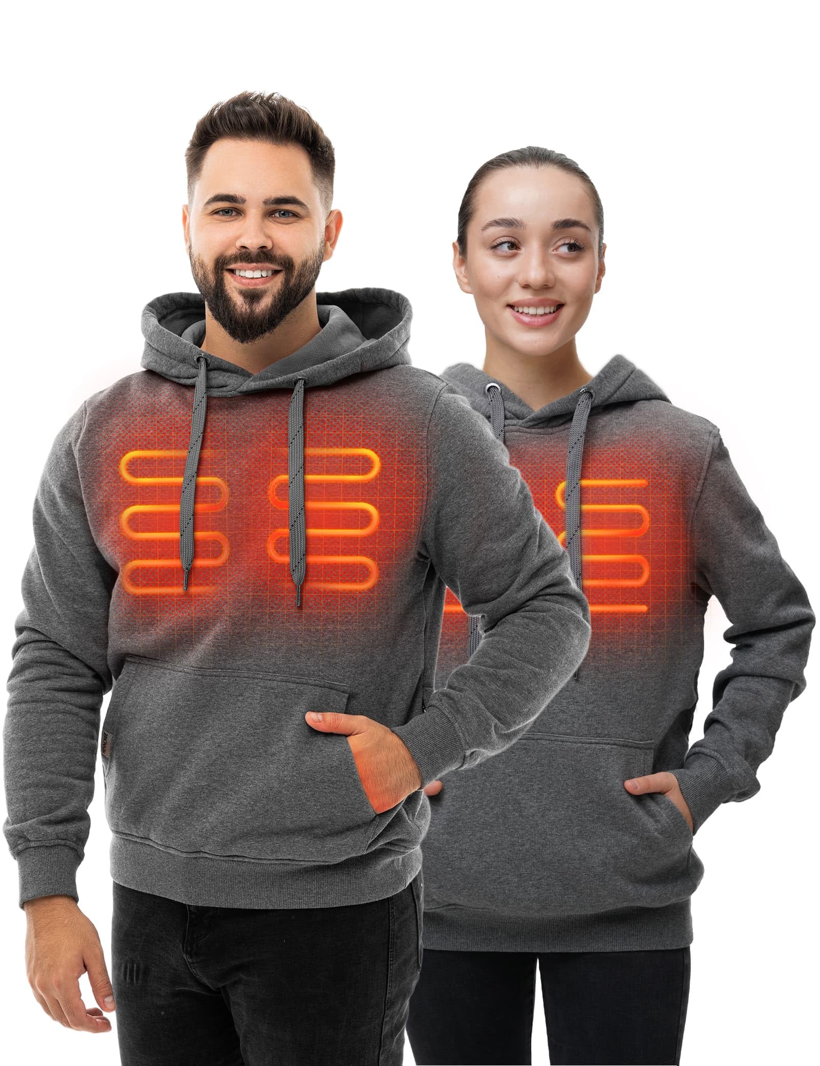 HENNCHEE Heated Hoodies for Men Women with 5V Power Bank, Heated Pullover Unisex Sweatshirt Heating Jacket(Gray, 2X-Large)