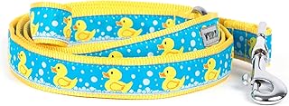 The Worthy Dog Rubber Ducky Bubble Bath Leash 5ft Stylish Yellow/Blue Pattern, Comfortable Durable Nylon Fits Small, Medium, Large Dogs, Fun Outdoor Puppy Walking Accessory-Small