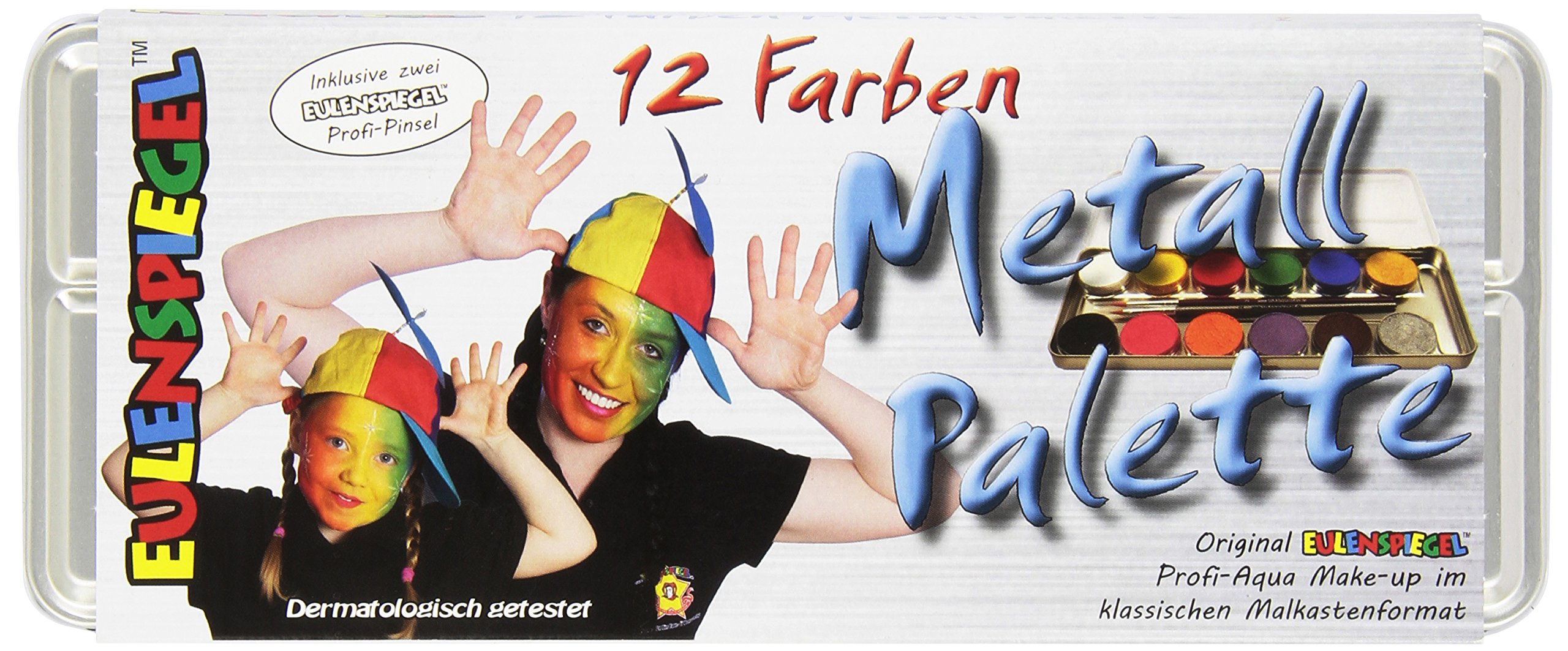 Eulenspiegel 212004 Palette de maquillage en métal, 2 pinceaux et 12 couleurs