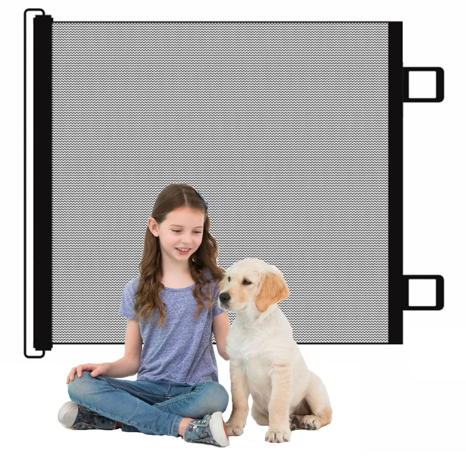 Cancelletto Sicurezza Estensibile per Bambini e Cani, Cancelletto per Bambini Estensibile, 0-180 cm Cancello per Cani Barriera di Sicurezza Regolabile, Cancello di Sicurezza Retrattile, Baby Gate Mesh