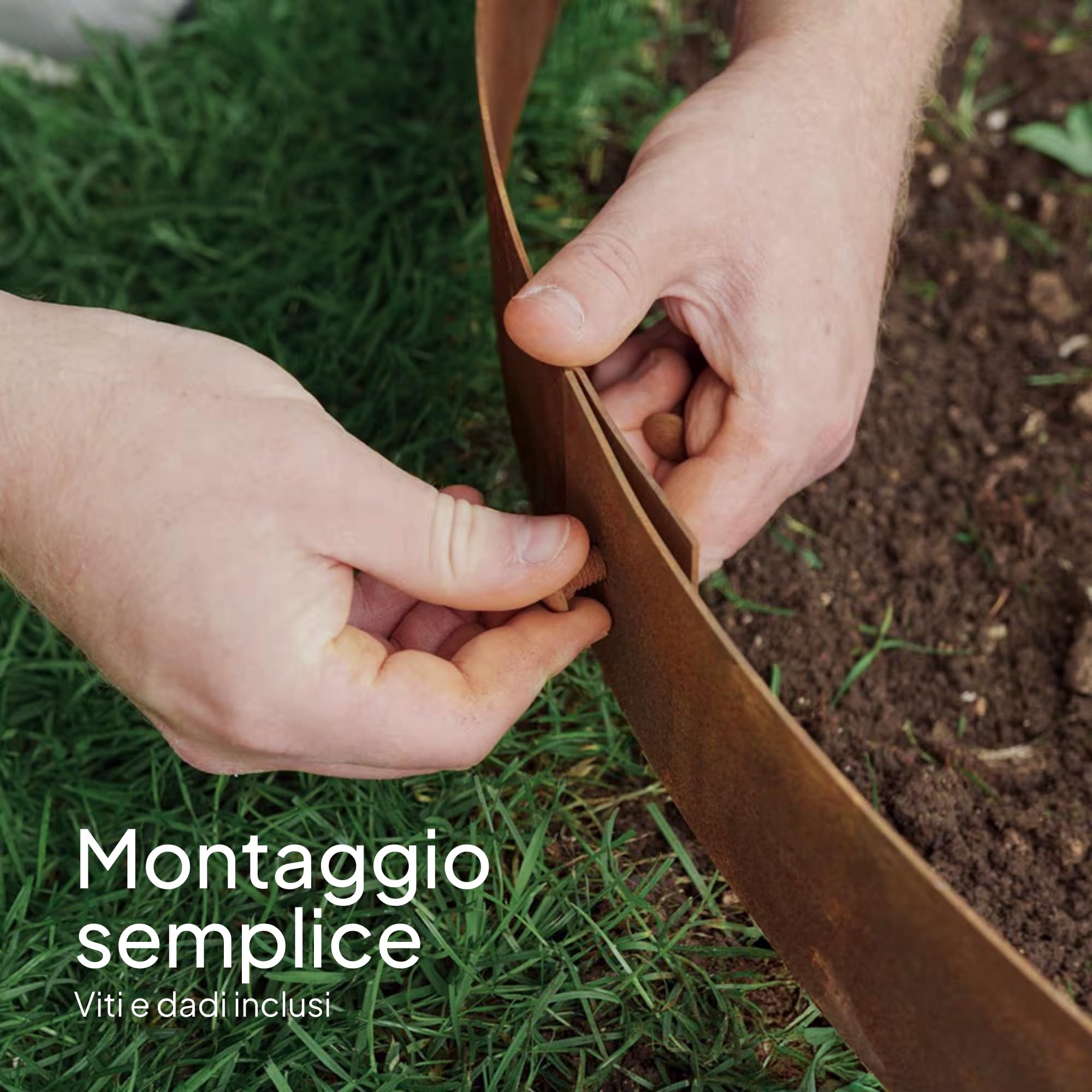 UNIGARDIA Bordura da Giardino per Alberi in Acciaio Corten Ø 100 cm, Altezza 20 cm - Bordura per Aiuola in Metallo Circolare - Installazione Facile, Accessori e 1 Paio di Guanti Inclusi