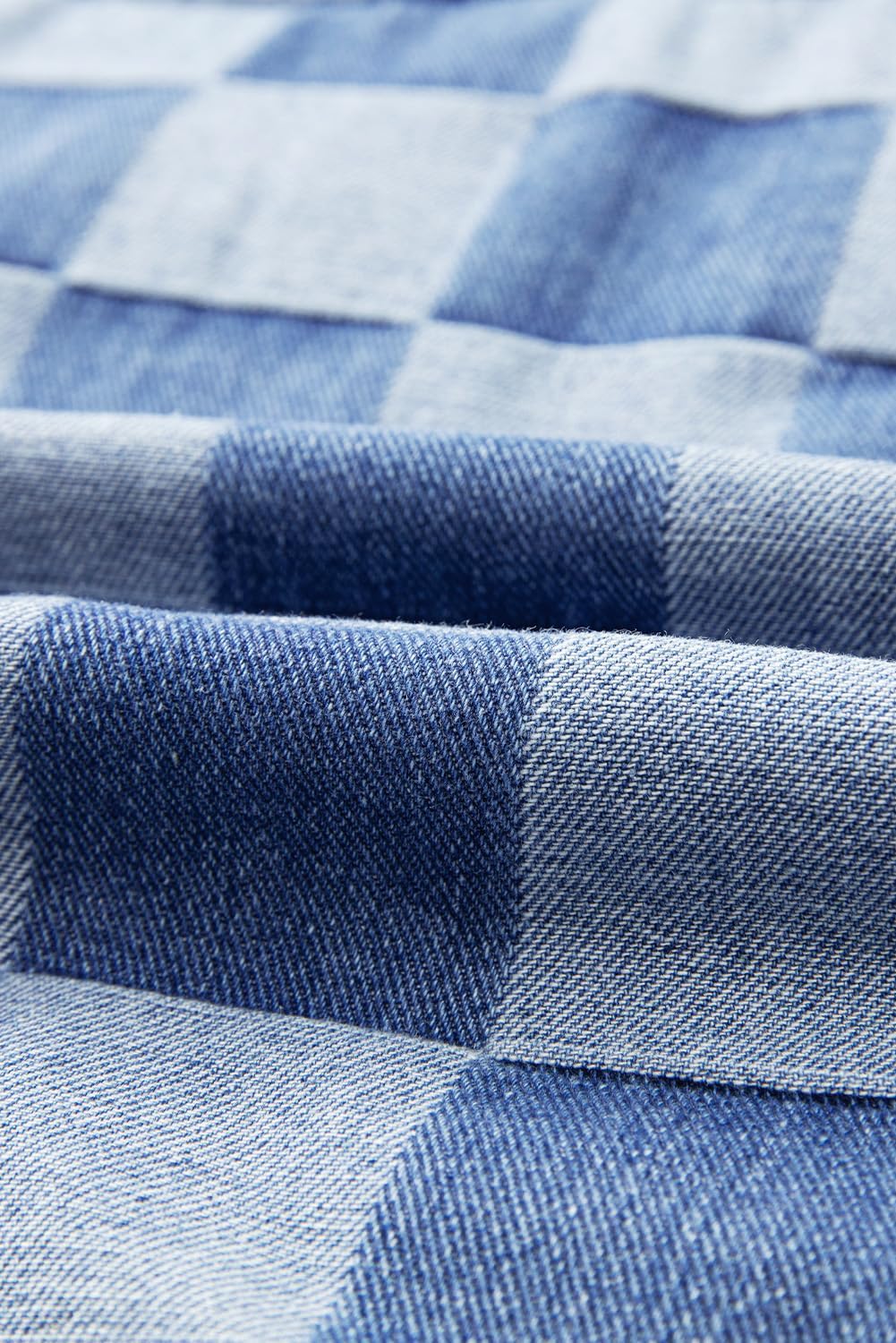 KevaMolly Womens Checkered Denim Jacket Oversized Short Trucker Coat with Button Down Long Sleeve for Casual Streetwear - Image 6