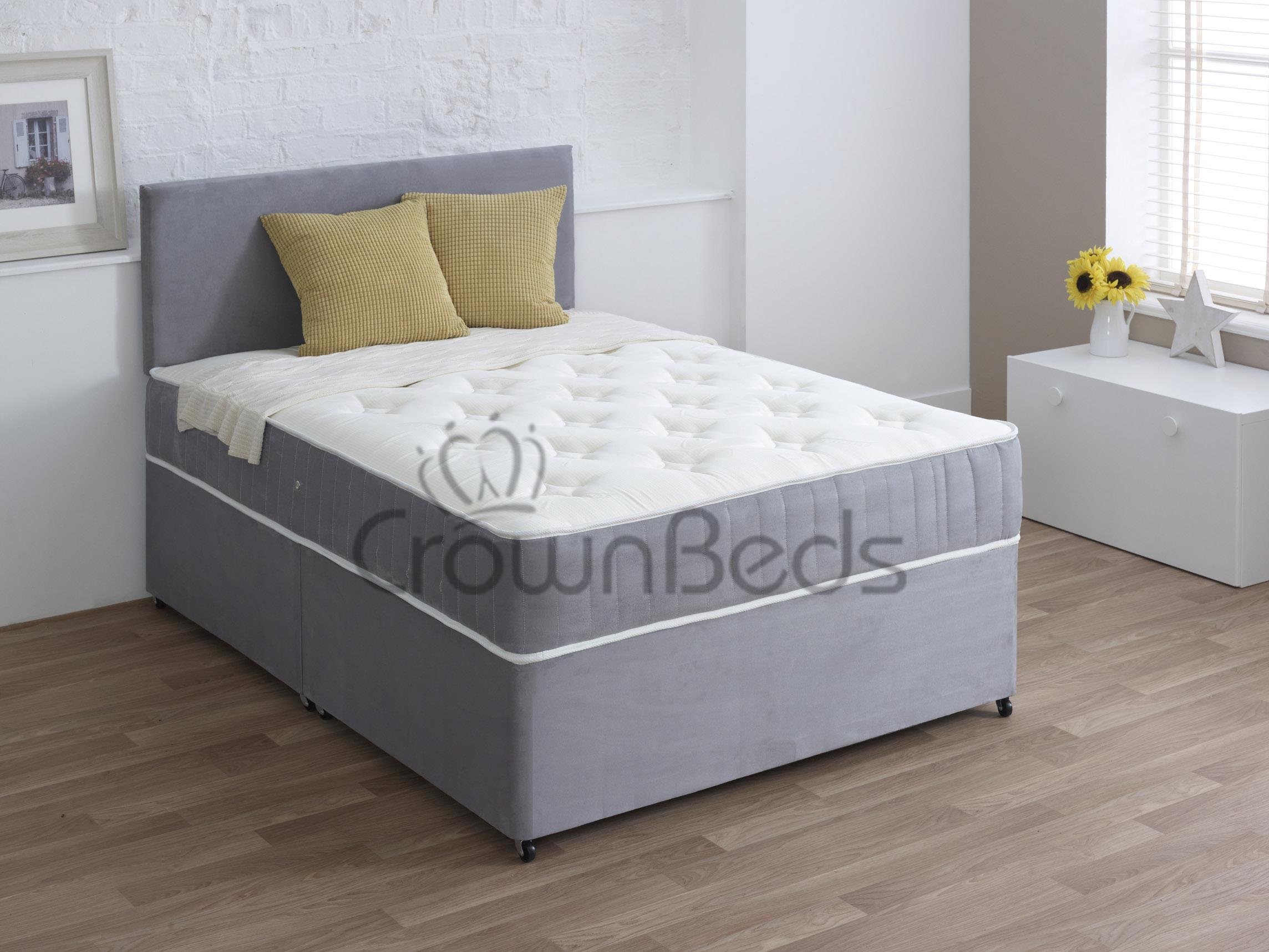 CROWNBEDS complete divan set with mattress and headboard (3ft (single))