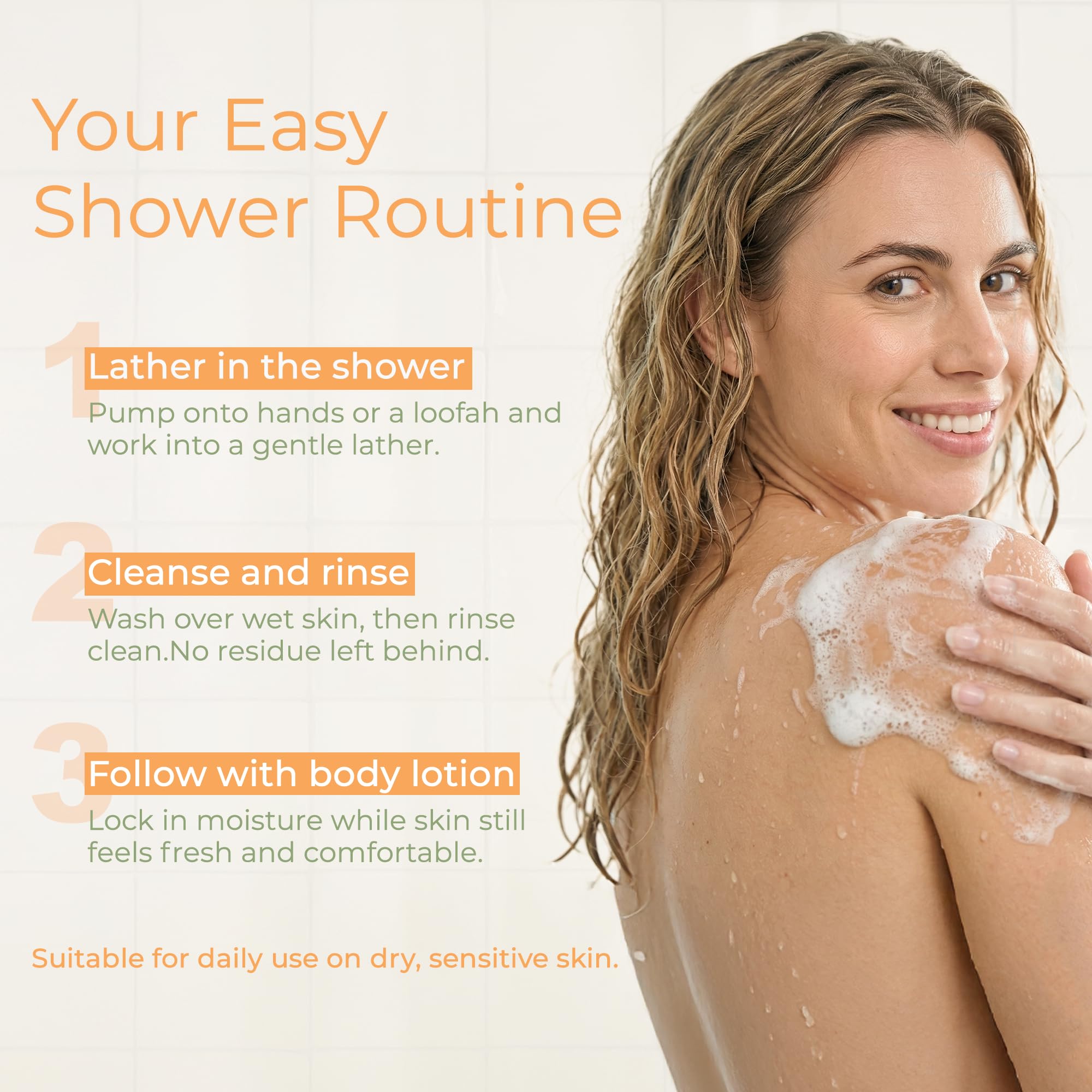 Tree To Tub Gel douche aux agrumes pour peaux sèches et sensibles – Gel douche hydratant au pH équilibré, savon hydratant sans sulfate pour homme et femme avec beurre de karité bio, aloe vera, baie de