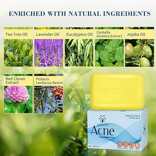 Miniatura 2 de Barra de jabón para tratamiento del acné, barra de jabón medicada antifúngica, gel de baño para acné con ácido salicílico, cicatrices de acné y