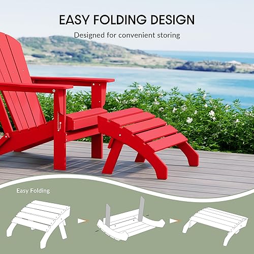 Vista 102 de WestinTrends Otomana para exteriores, reposapiés otomano Adirondack para patio, taburete de madera de polietileno para todo tipo de clima