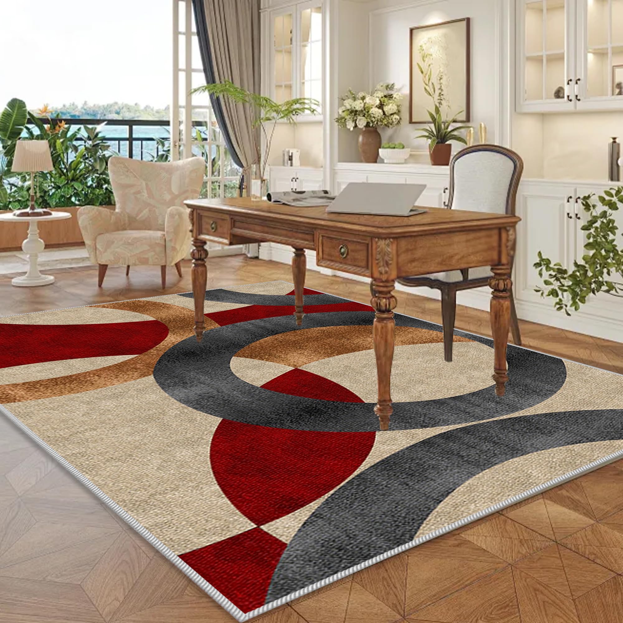 Tapis de Chambre Grand Tapis Salon Antidérapant Lavable Descente de Lit Chambre 80 x 130 cm à Poil Court Tapis de Sol de Cuisine Tapis Salle a Manger pour Interieur Tapis de décoration pour Bureau