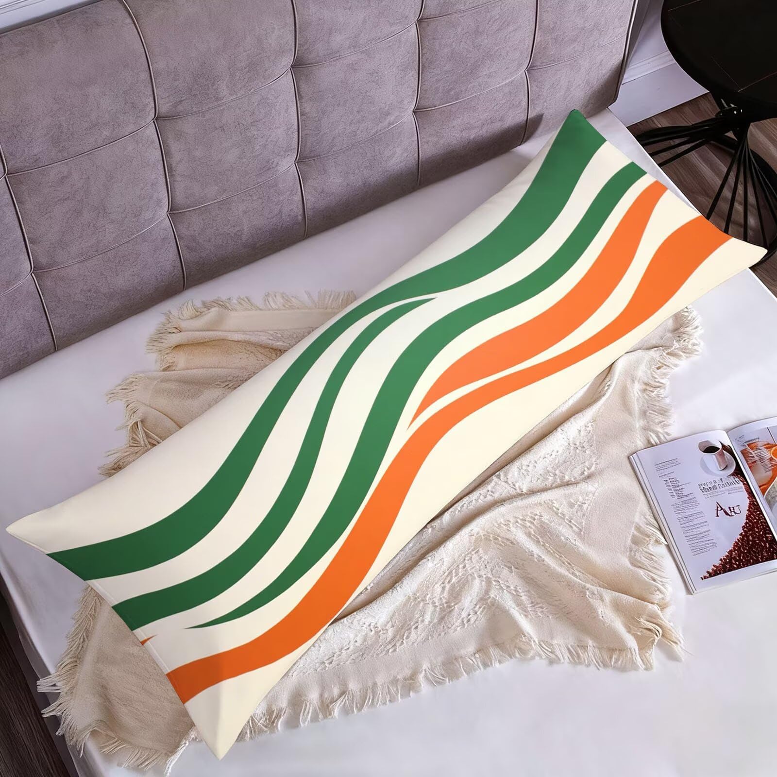 Zielone poszewki na poduszki w rozmiarze 60 x 180 cm, kolor pomarańczowy, poszewki na poduszki na całe ciało, aksamitna, dwustronna poduszka, do sypialni, dekoracyjna poszewka na poduszkę w0-1760