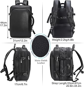 Amazon.com: Masa Kawa Black Leather 15.6 Inch Laptop Backpack for