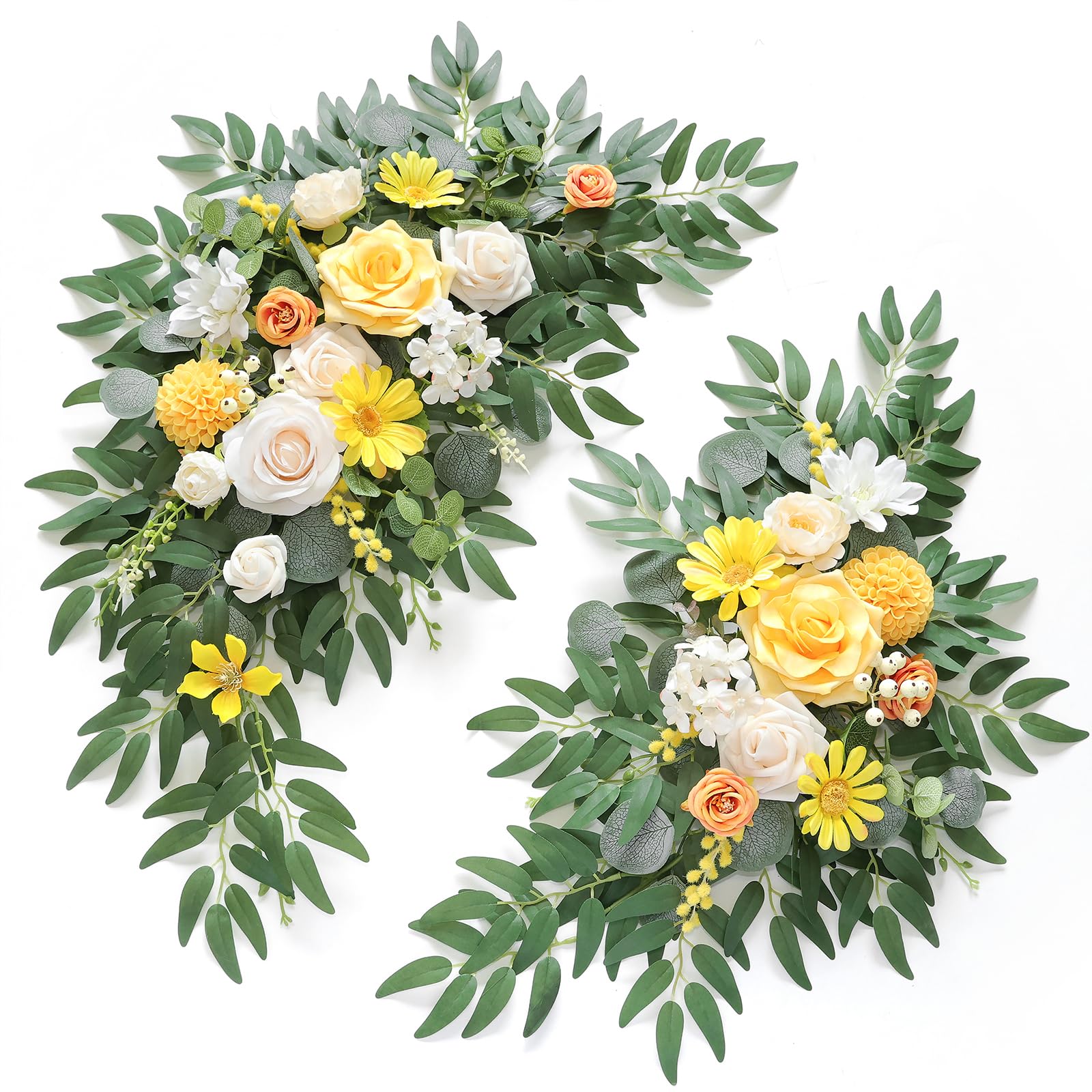 WEIERYUE Artificial Wedding Arch Flowers Kit(Pack of 2) for Wedding Arch, Bridal Shower, Ceremony and Reception Backdrop Decoration (Gentle Creamy Yellow)