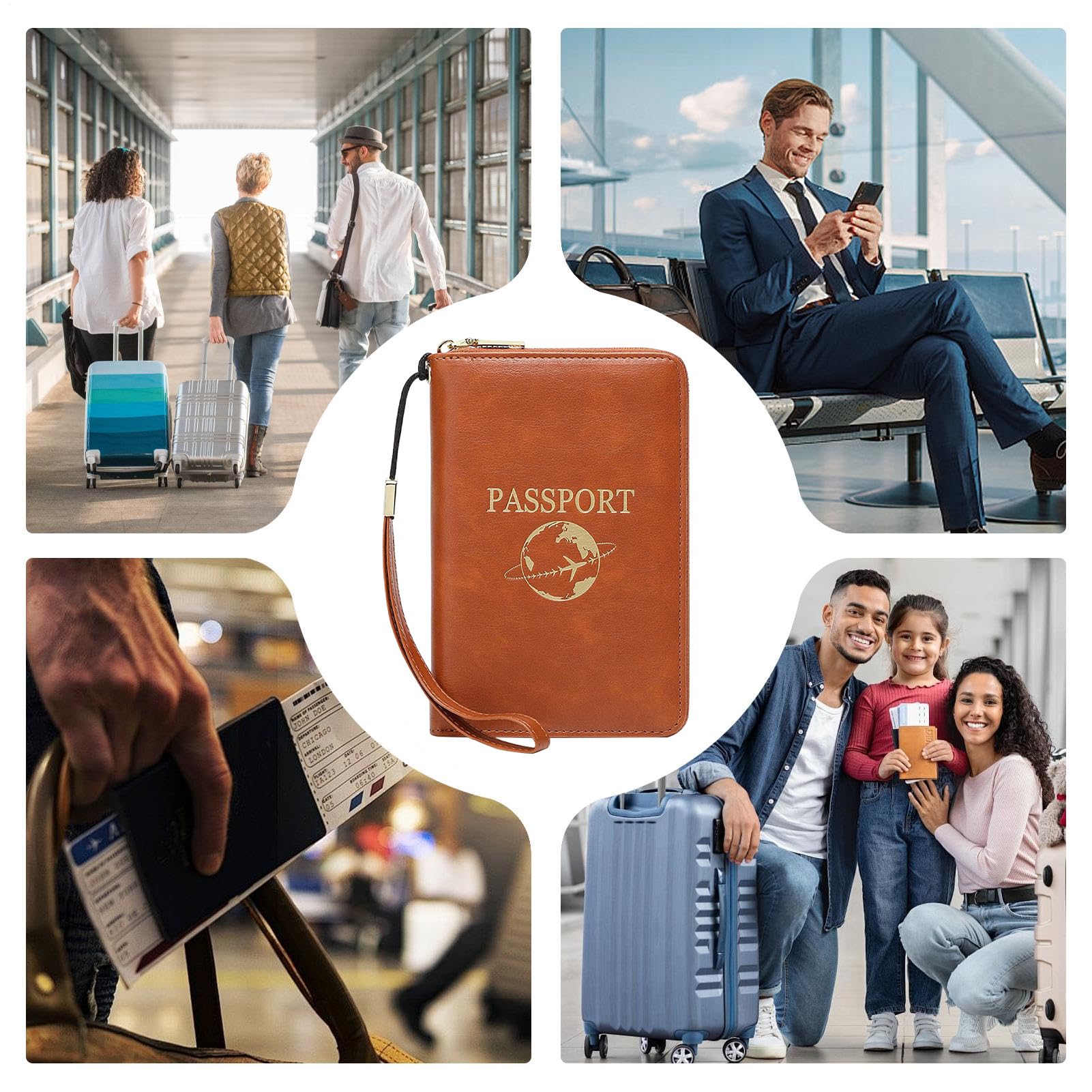 Soporte para Pasaporte para Viajes, Organizador Impermeable con múltiples