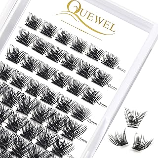 QUEWEL Individual Lashes 72 Pcs DIY Cluster Lashes Individual Eyelashes D Curl MIX8-16mm Mega Matte Eyelashes Individual Volume False Eyelashes Soft & Light For Home Use(Fluffy-D-MIX8-16mm)
