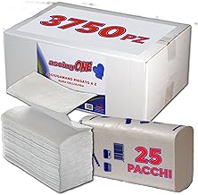 ONE - 3750 Pure Cellulose Paper Towels, Z Folded, 2 Ply (25 Packs of 150) - Disposable Interleaved Paper Towels for Offices, Restaurants, Bars, Hotels, Commercial Spaces