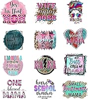 Vista 1 de 12Pcs Wife Mom Boss Iron On Decals for Clothing Mama Iron On Patches Washable DIY Heat Transfer Stickers for T-Shirt Jeans