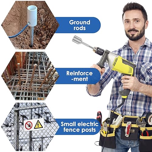 Miniatura 4 de SDS-Plus - Destornillador de varilla de tierra de 30452.559 in de acero resistente, broca de tierra para taladro de martillo giratorio y varillas de