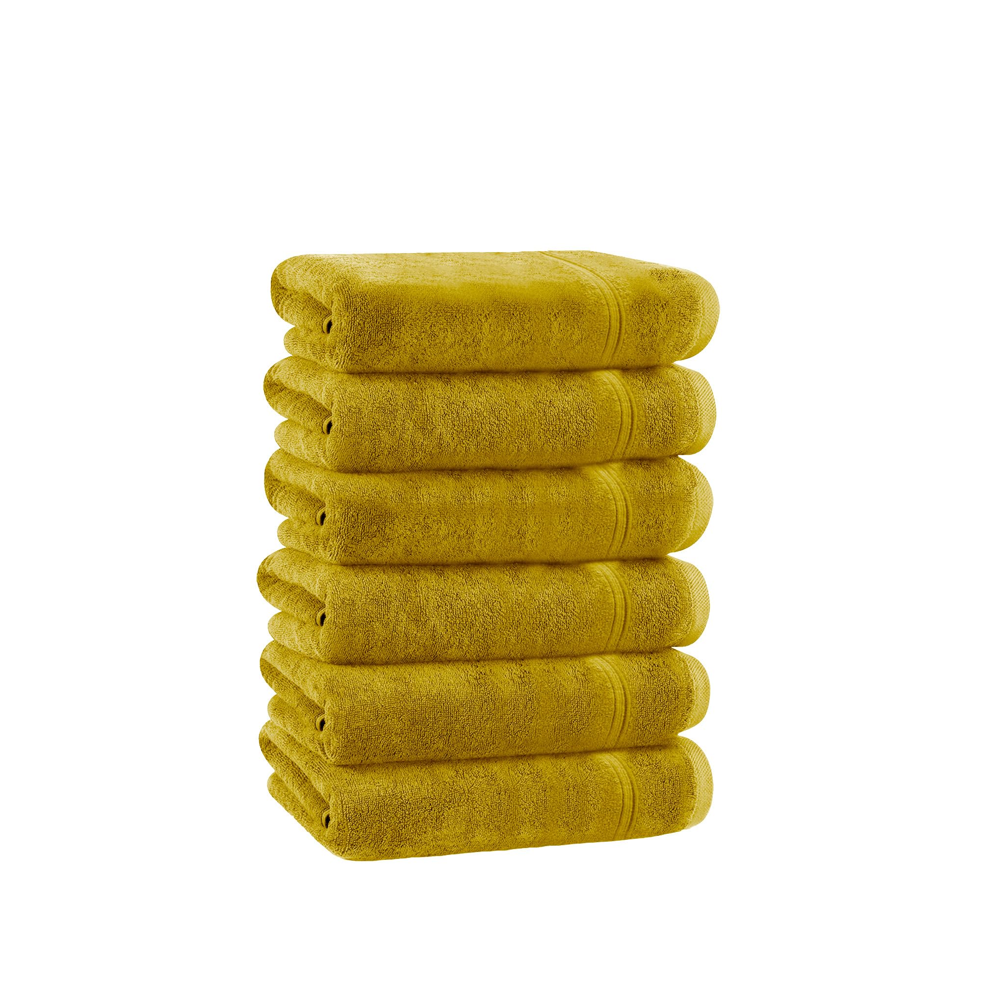 Velosso 6 Pack Hampi Hand Towels Luxuriously Soft, Highly Absorbent 100% Combed Ring Spun Cotton, Oversized Thick Hand Towels 48 x 80 cm, Premium Hand Towels for Spa and Hotel (Yellow)