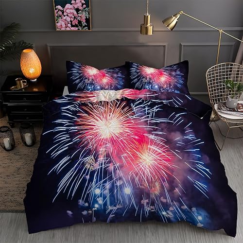 Juego de funda de edredón con estampado de cielo azul oscuro, funda de edredón de microfibra suave y 2 fundas de almohada de 20 x 26 pulgadas, juego