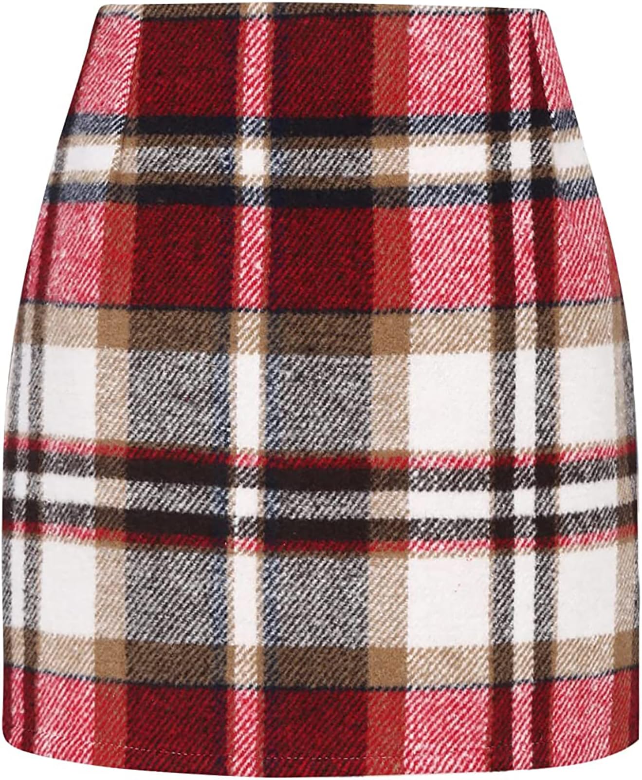 Womens High Waist Plaid Skirt Bodycon Pencil Wool Mini Skirts