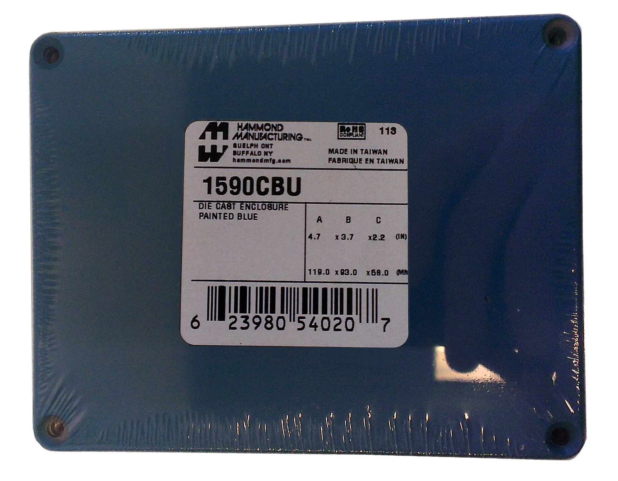 Hammond 1590CBU Blue Diecast Aluminum Enclosure - Inches (4.72" x 3.70" x 2.10") mm (120mm x 94mm x 53mm)-image-17