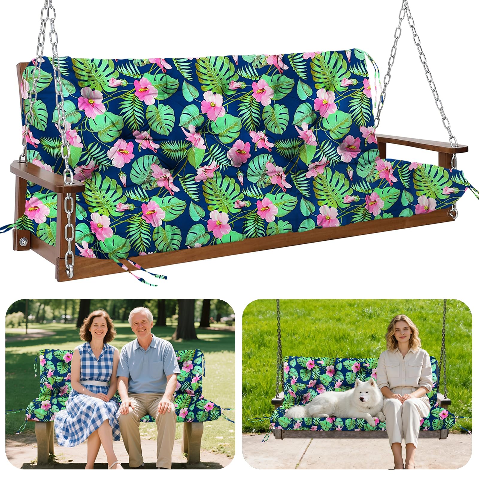 GPCHZM Hollywoodschaukel Auflage 180cm Wasserdicht Gartenbank Auflage Verdickt(12.5cm) Mit Rückenlehne Schaukelbank Auflage für Hollywoodschaukel Sitzbank Gartenbank Terrasse Hinterhof Rasen Veranda