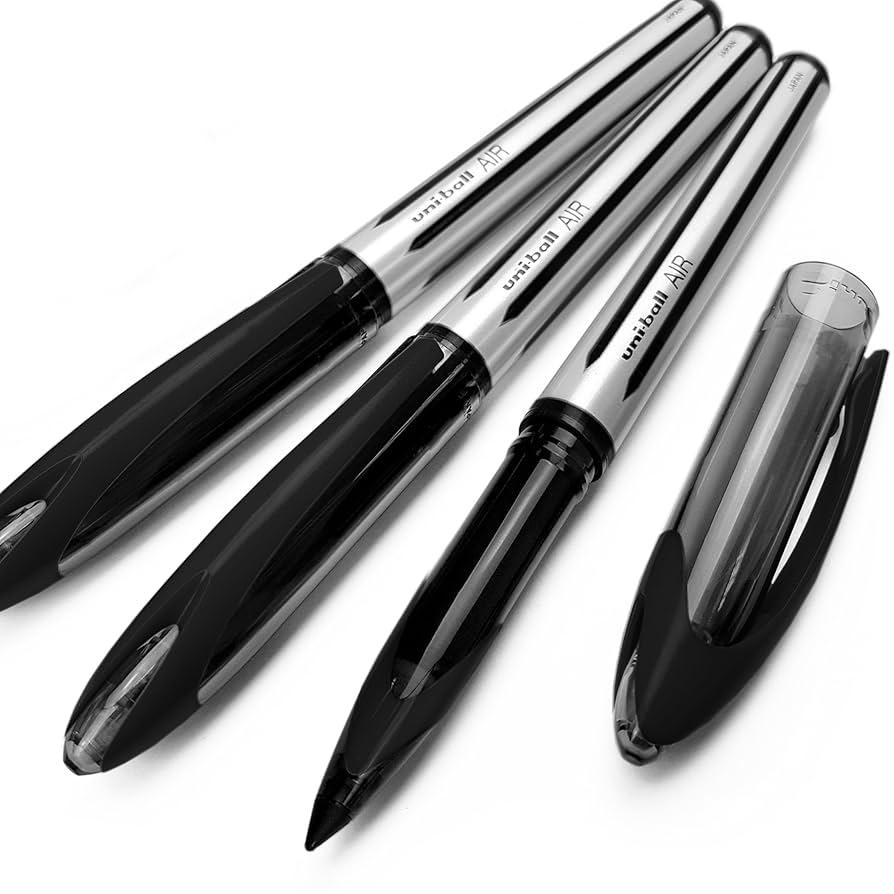 Uni Ball Ballpoint Pen Uni-Ball Air Micro Pens - 0.5mm Fine Tip (4-Pack, Black) Uniball One